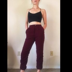 high-waisted vintage purple pants